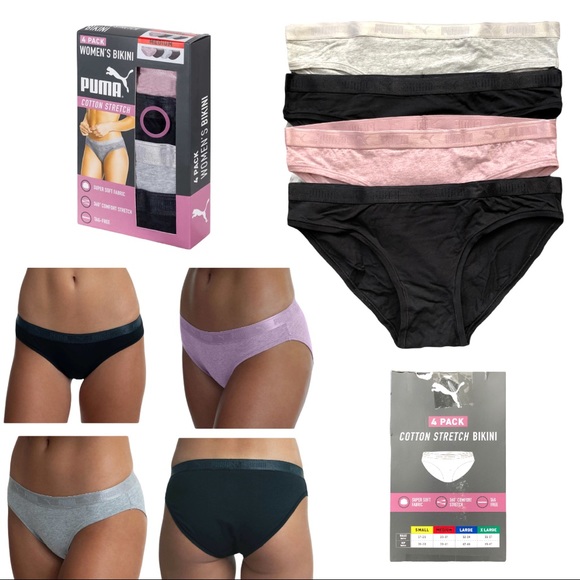 NEW PUMA 4 Pack Cotton Stretch Bikini Panties - Picture 2 of 5